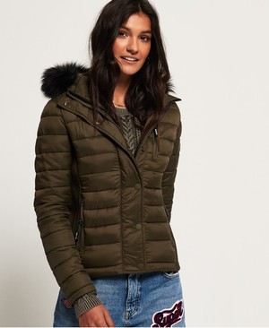 Superdry Fuji Slim Double Cipzár Hooded Női Kabát Olivazöld | RYPDH8703